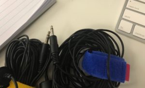 The plug for Mic2 has 2 stripes, and the plug for Mic3 has one stripe.